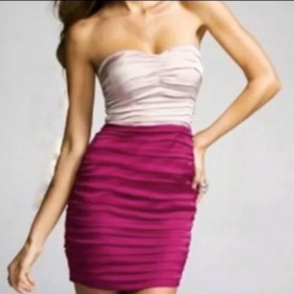 Express color block strapless dress
